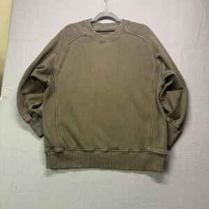 Aerie Oversized "down to earth" Crewneck Sweatshirt Olive Green Ribbed.  Sz XS